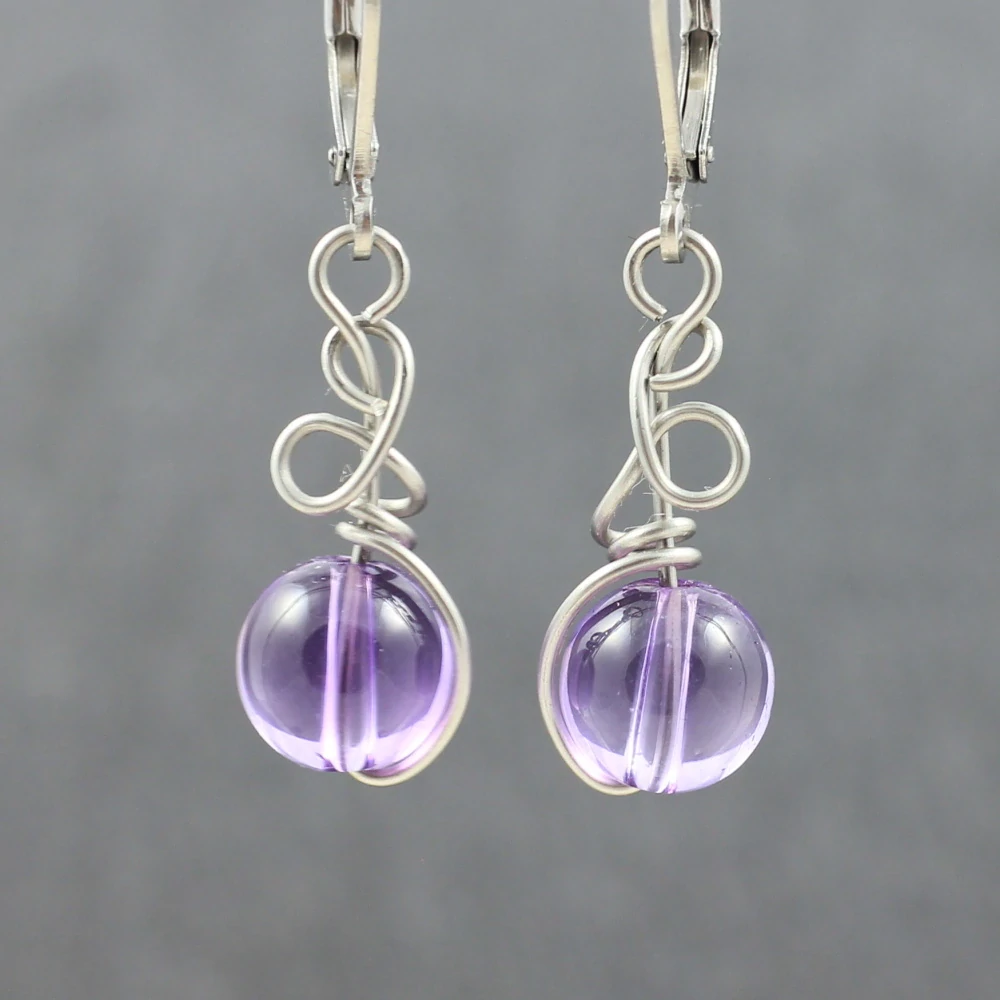 Náušnice ametyst průsvitný – model Zrození