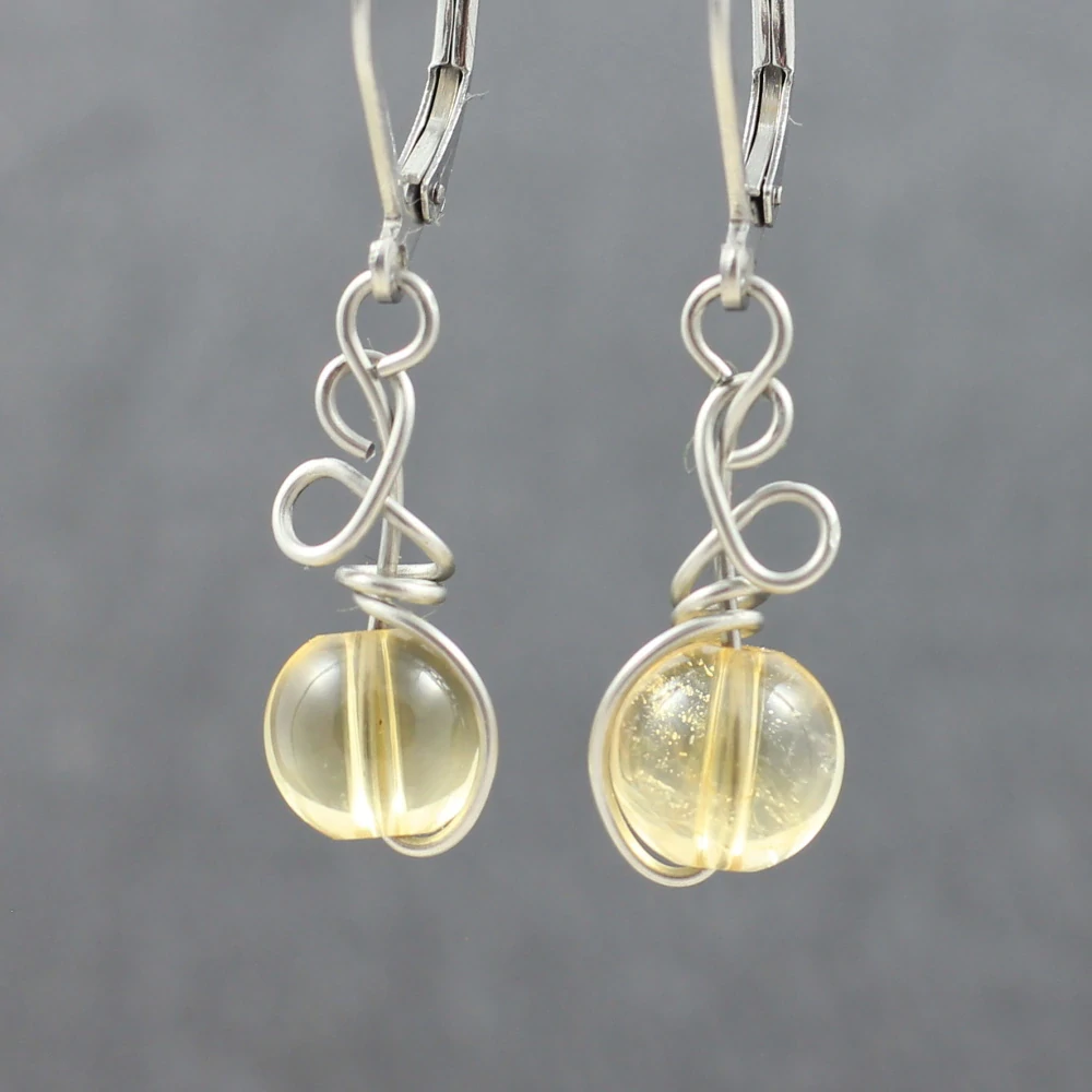 Náušnice citrín – model Zrození