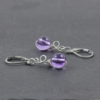 Náušnice ametyst průsvitný – model Zrození
