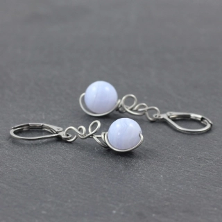 Modrý chalcedon – model náušnic Zrození