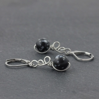 Vločkový obsidián – model náušnic Zrození