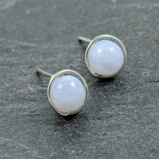 Náušnice modrý chalcedon – pecky