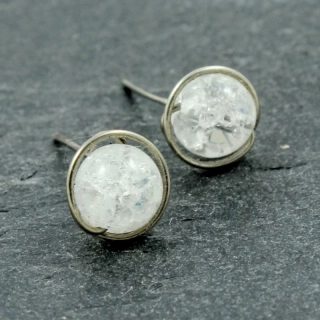 Náušnice křišťál praskaný pecky