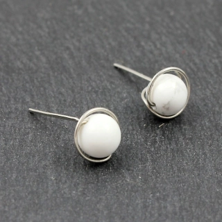 Náušnice z chirurgické oceli s kamínky magnezitu